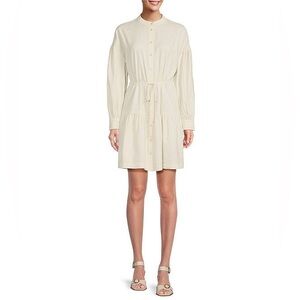 Alex Marie Benson Linen Blend Tiered Shirt Dress Button Front Belted NWT